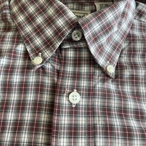 LL Bean‎ Shirt Mens Small SM-Reg White Red Plaid Long Sleeve Button Down EUC